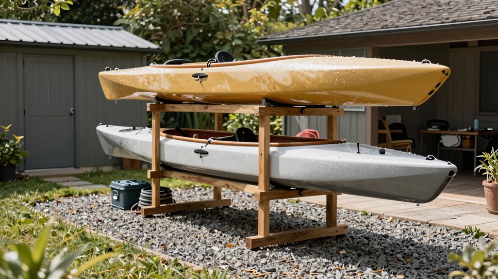 backyard kayak storage solution system