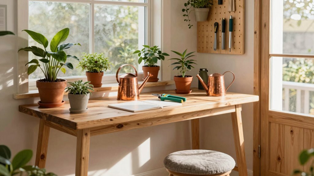 bench height for back friendly potting setup