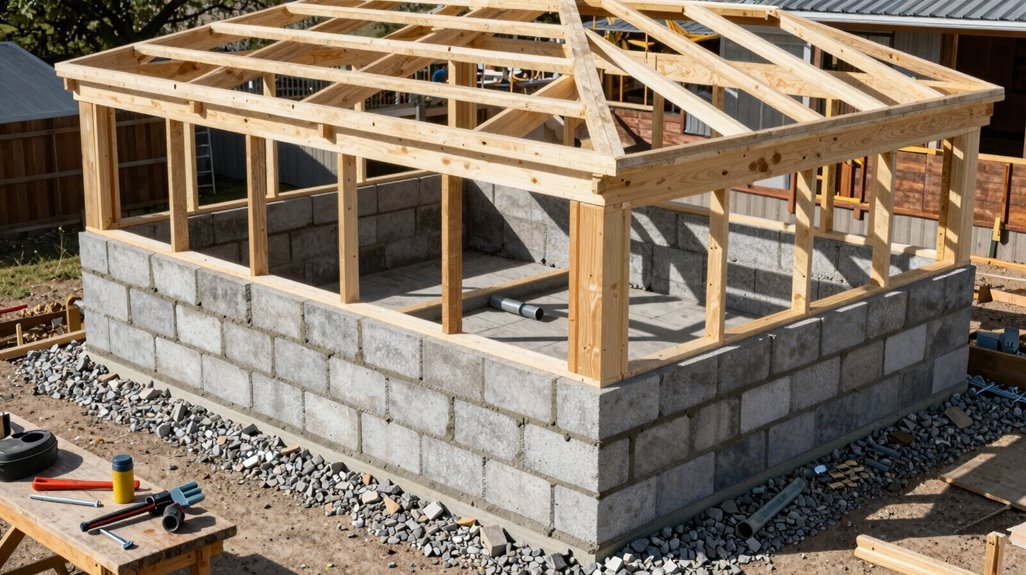 Step 1: Build a Utility Shed in 10 Steps From Foundation to Roof 2 cinderblock foundation rodent proofed