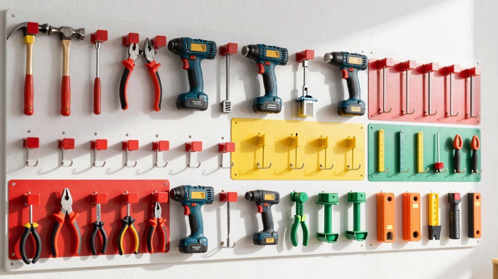 3 Pegboard Shed Ideas to Maximize Your Storage Space 1 color coded pegboard tool organization