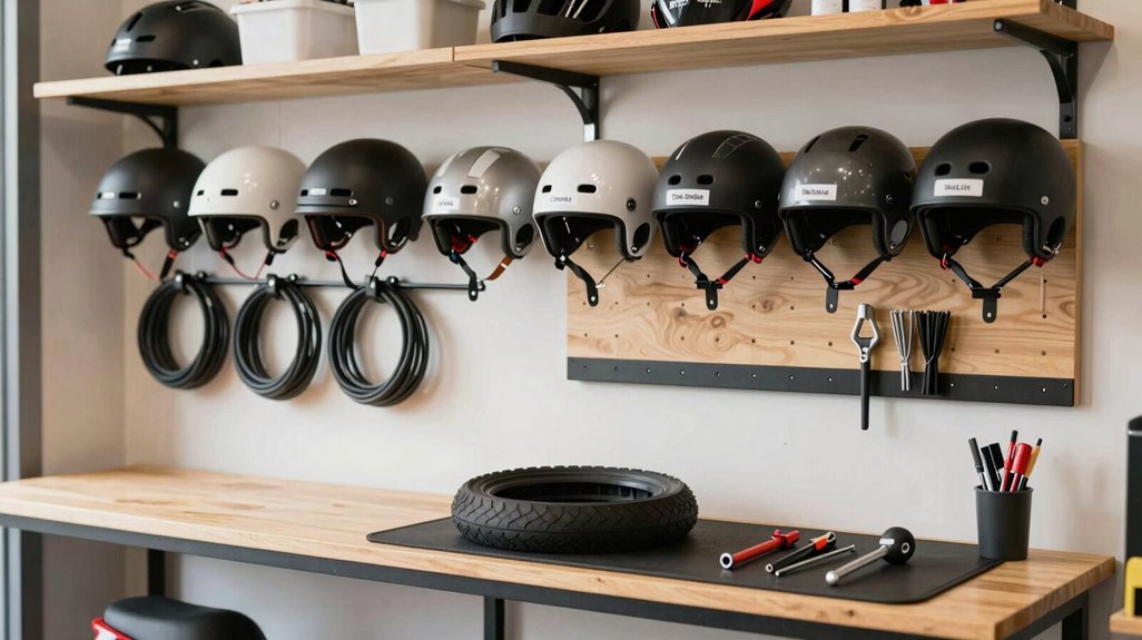 7 Bike Storage Ideas for Shed Organization 6 compact bike repair station setup