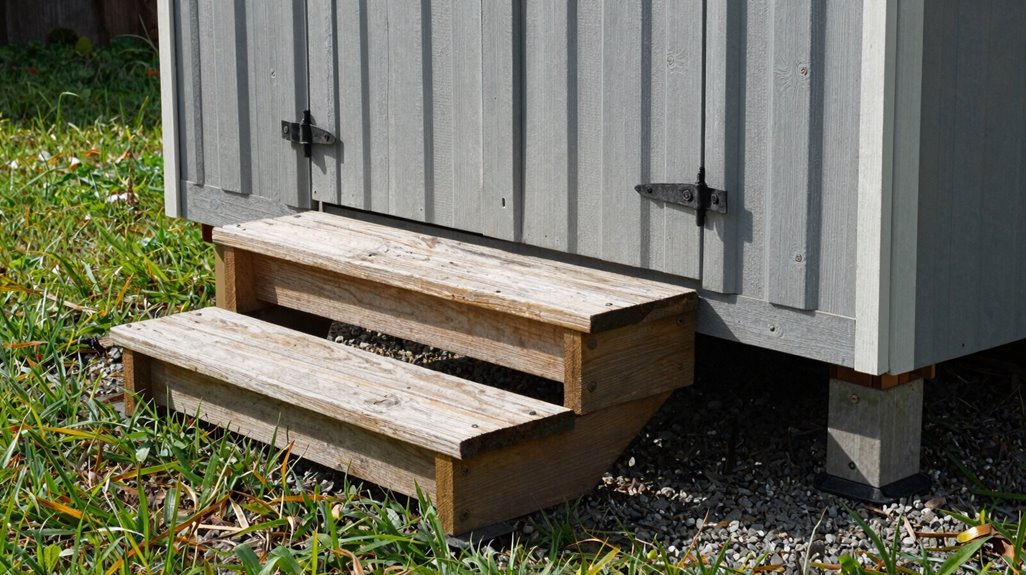 10 Shed Step Ideas to Upgrade Your Backyard Access 4 concrete blocks frost proof footing secure fasten attach protect