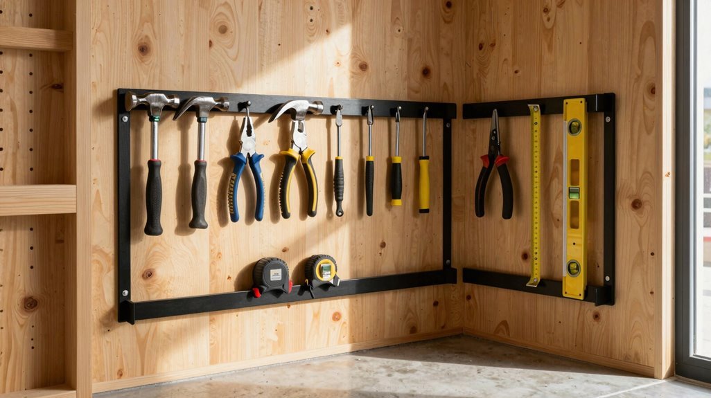 10 Smart Ideas for Hanging Tools in Your Shed 7 corner rack transforms shed space