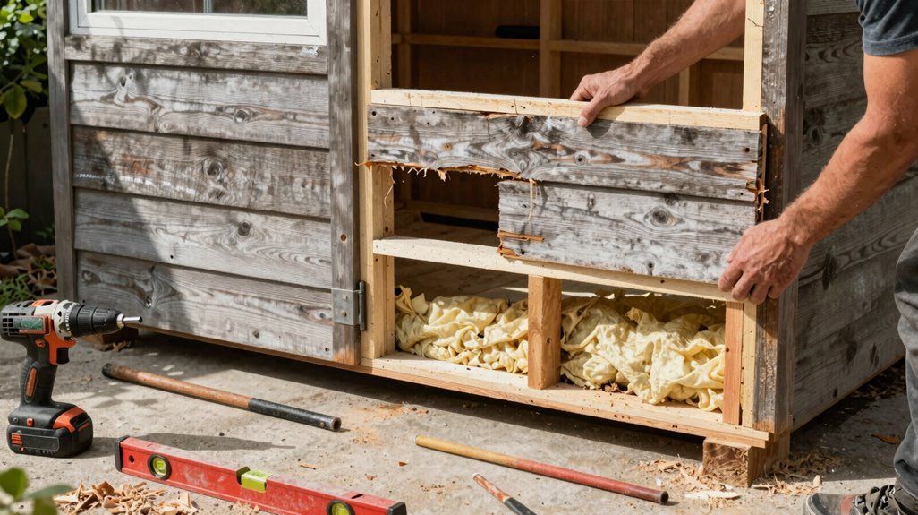 dismantle shed wall panels carefully