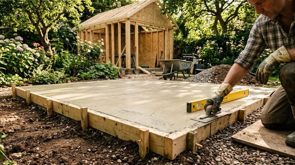 diy concrete slab for garden shed