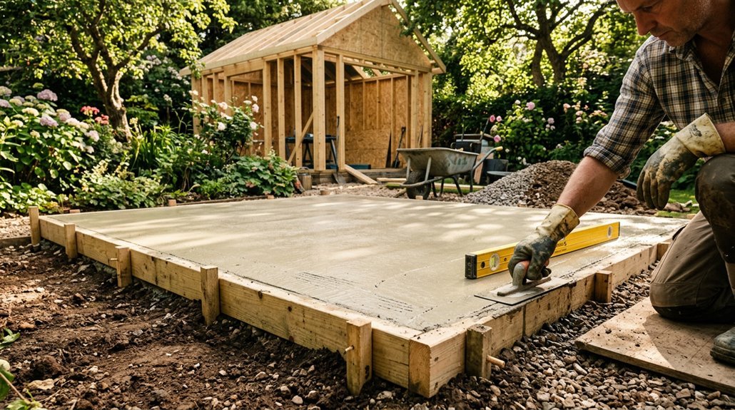 diy concrete slab for garden shed