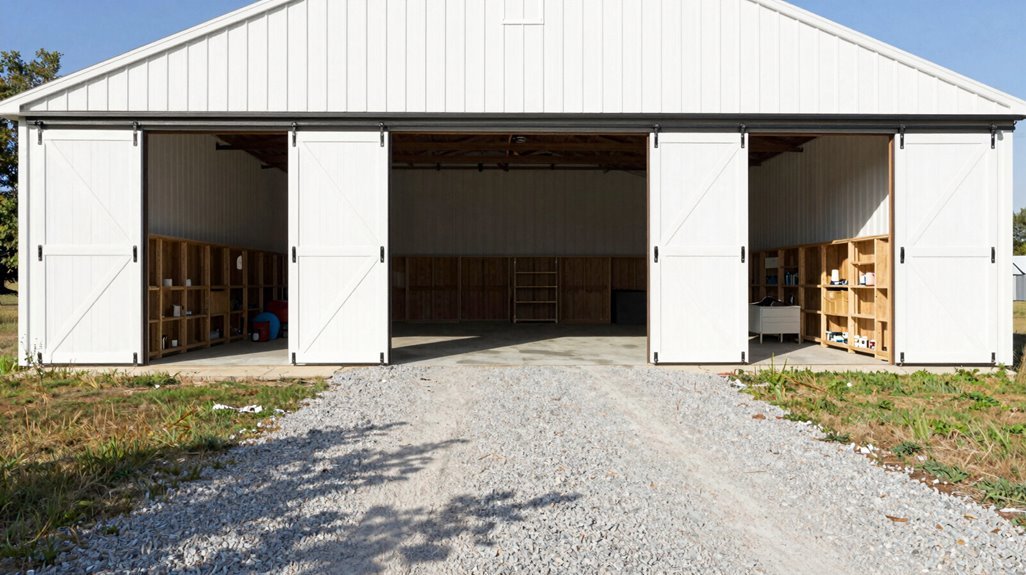 5 Pole Shed Storage Ideas That Actually Work 3 driveway aligned door enables straight loading