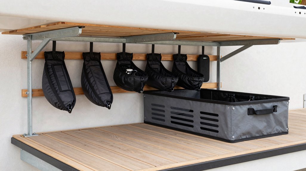 fence mounted and under deck storage systems