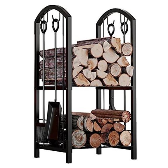 fireplace log rack with tools