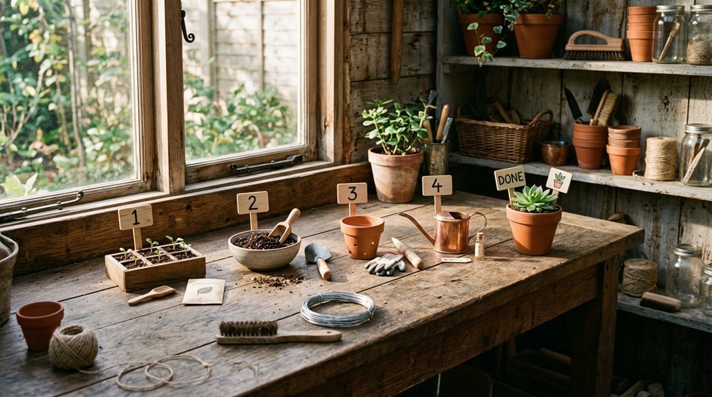 five steps for potting table