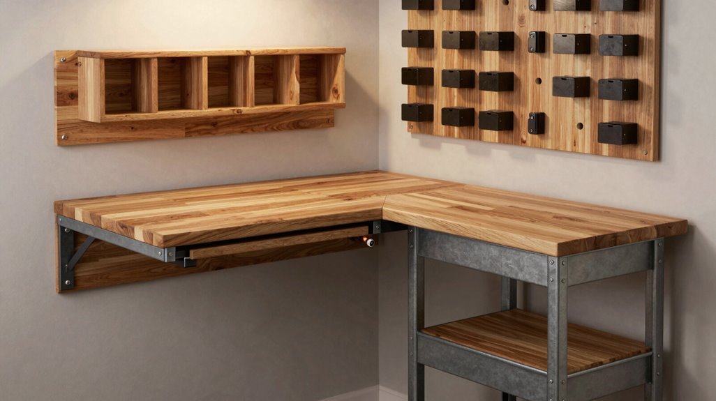 7 Workbench Ideas for Your Shed That Maximize Small Space 1 fixed fold down or mobile benches