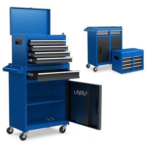 goplus blue 5 drawer chest