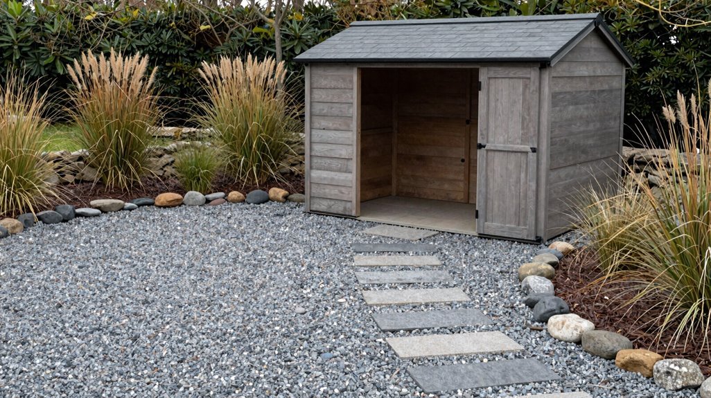 3 Landscaping Ideas for Your Shed That Actually Look Good 2 gravel edging prevents shed rot