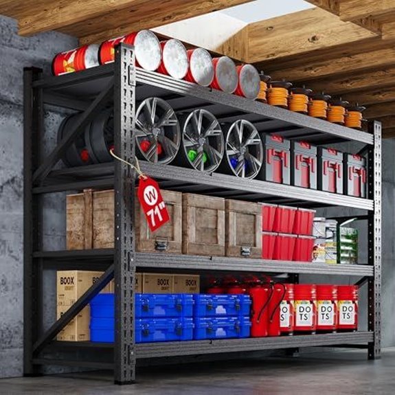 heavy duty 4 tier garage shelving