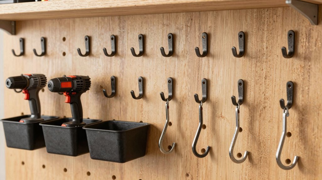 3 Pegboard Shed Ideas to Maximize Your Storage Space 2 heavy duty hooks weighted organization