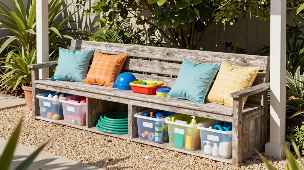 3 Clever Garden Storage Ideas That Actually Work 1 hidden bench storage for cushions