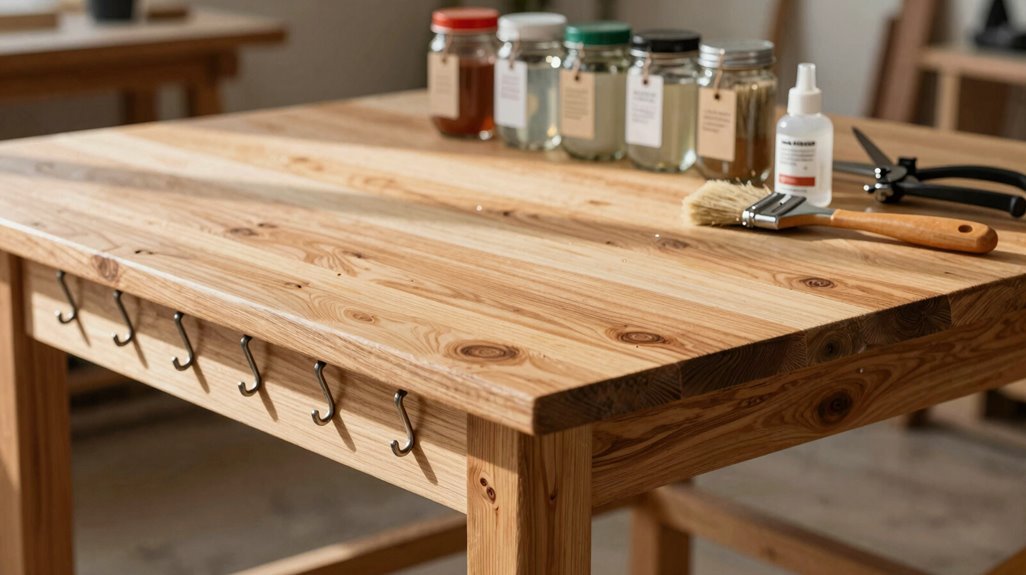 5 Steps to Make a Potting Table 5 hooks labels and protective finish