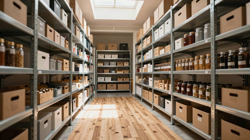 3 Storage Building Shelving Ideas That Maximize Every Square Foot 3 industrial grade loft storage solution for overhead shelving