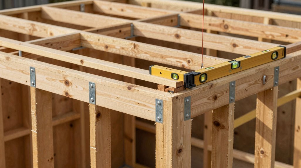 Step 1: Build a Utility Shed in 10 Steps From Foundation to Roof 6 lay out frame square verify construction