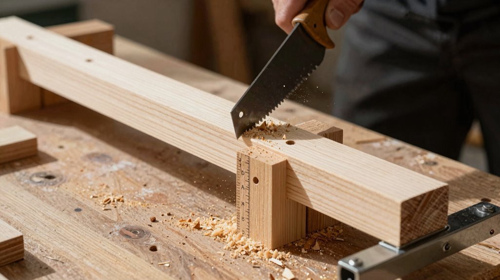 How to Make a Garden Bench? 3 mortises tenons legs alignment