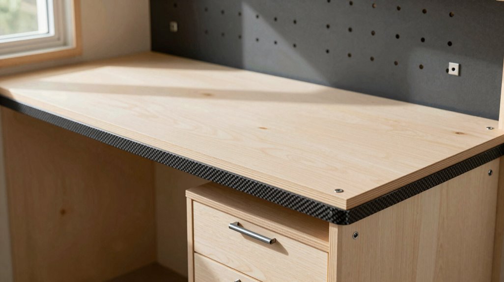 7 Workbench Ideas for Your Shed That Maximize Small Space 6 overhung torsion box future ready