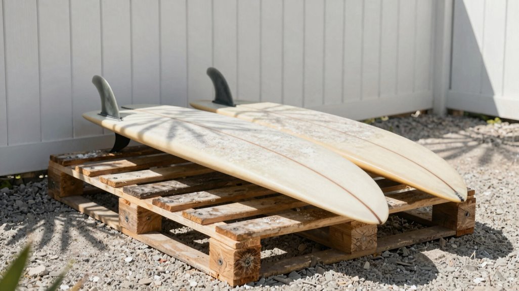 3 Outdoor Surfboard Storage Ideas That Actually Work 1 pallet surfboard cradle construction