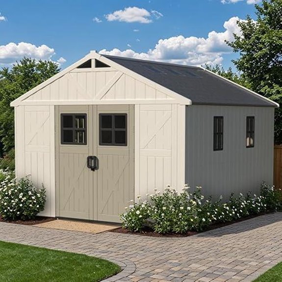 patiowell 10x12 shed beige