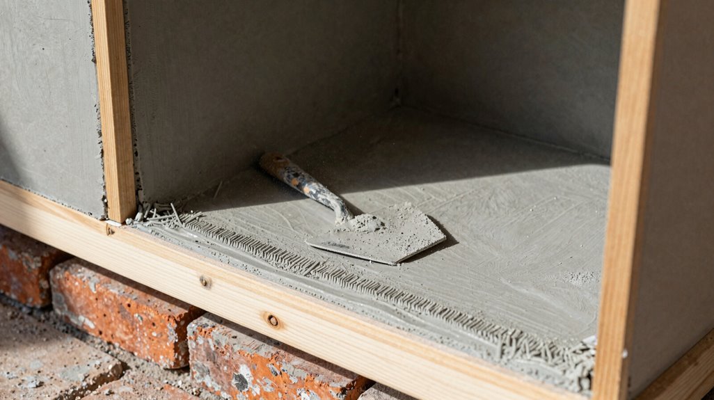 Do It Yourself Outdoor Kitchen Cabinets A Step by Step Build Guide 9 peanut butter mortar scored curing