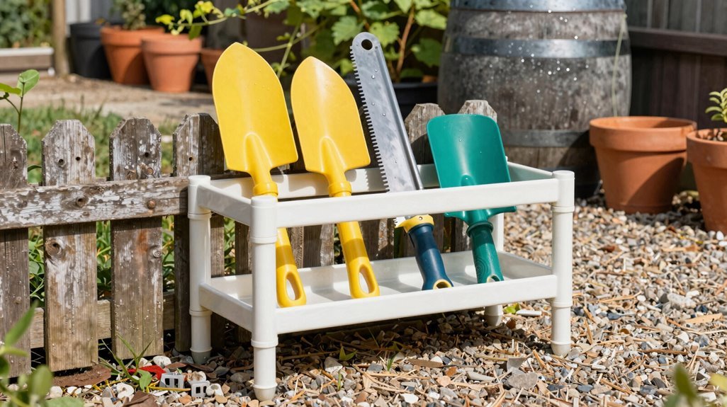 7 Outdoor Garden Tool Storage Ideas That Actually Work 2 pvc tool rack on wall
