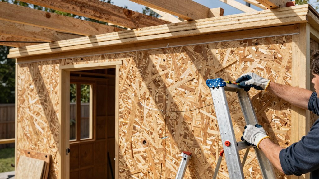 5 Steps to Install a Backyard Shed for Beginners 5 roof trusses osb shingles sealing
