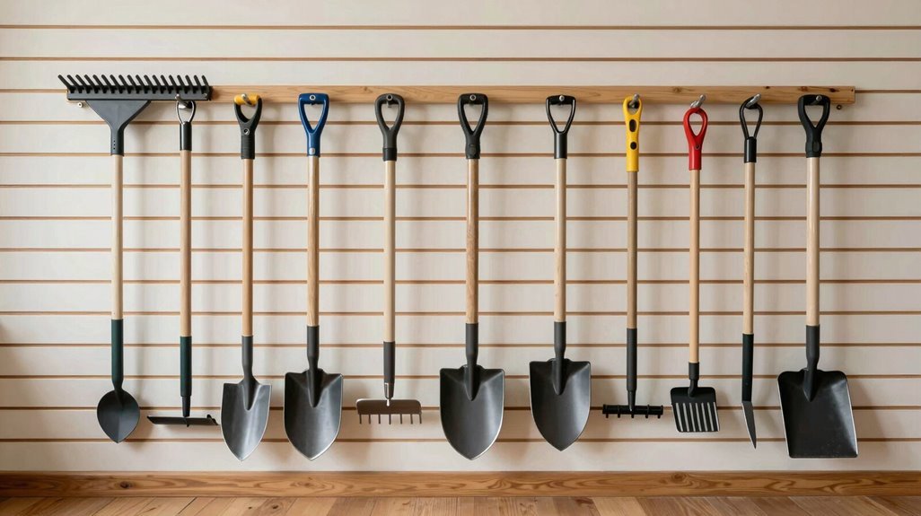 10 Smart Ideas for Hanging Tools in Your Shed 6 slatwall storage for long handles