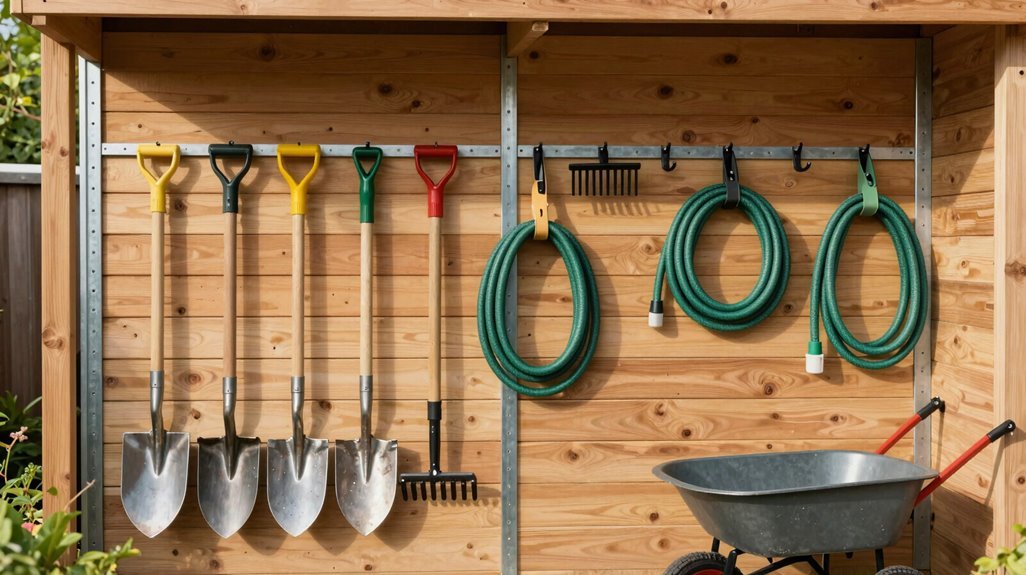 7 Outdoor Garden Tool Storage Ideas That Actually Work 6 sturdy stud mounted tool organization