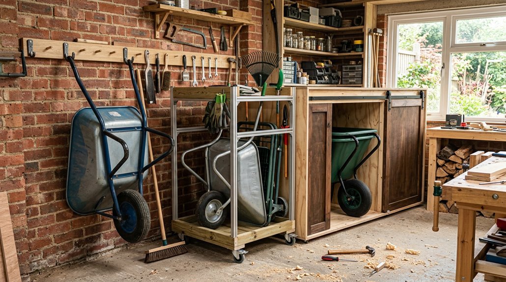 three wheelbarrow storage space savers