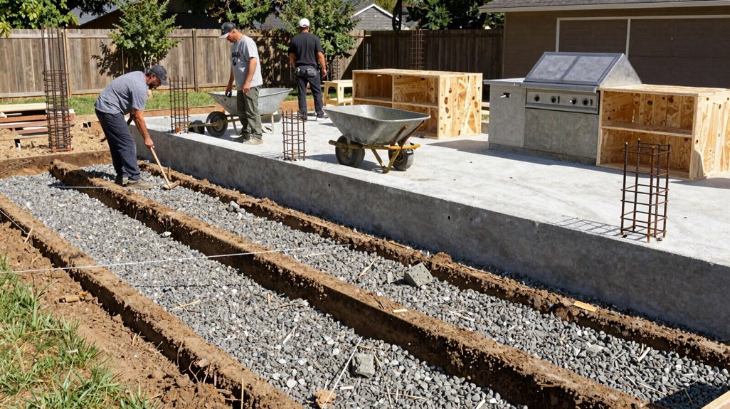 utility trenching and solid concrete foundation