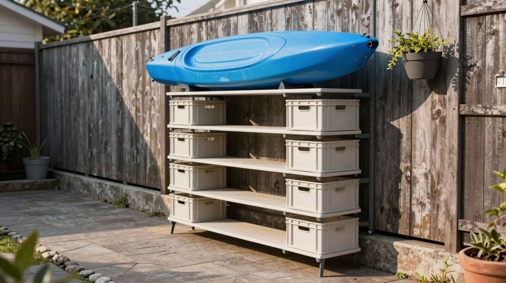 vertical kayak storage in narrow yards