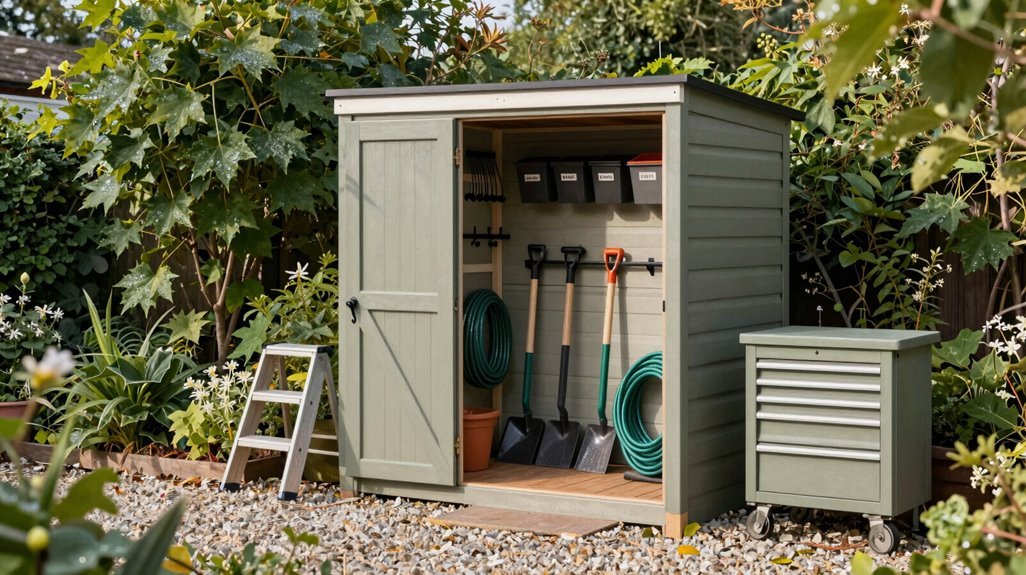 7 Outdoor Garden Tool Storage Ideas That Actually Work 7 vertical shed for all weather tool storage