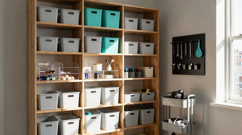 vertical storage for tiny shed