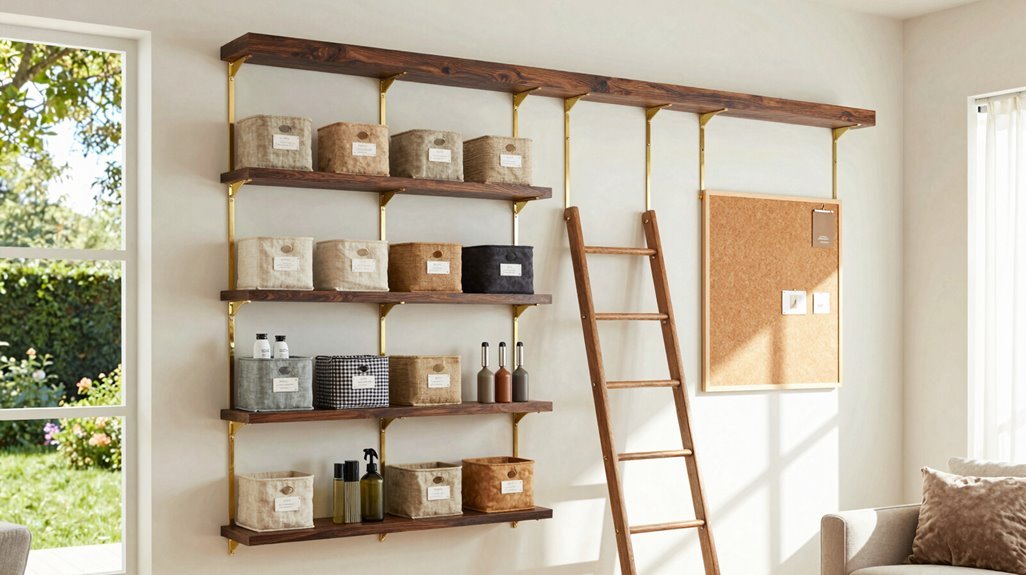 vertical wall storage solutions shelves pegboards organizers