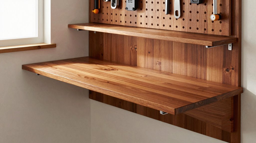 7 Workbench Ideas for Your Shed That Maximize Small Space 2 wall mounted overhang workbench with clamps