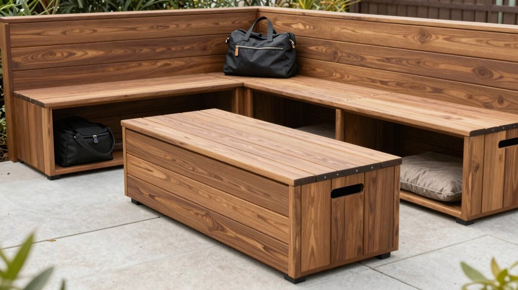 weatherproof deck boxes and benches concealed storage