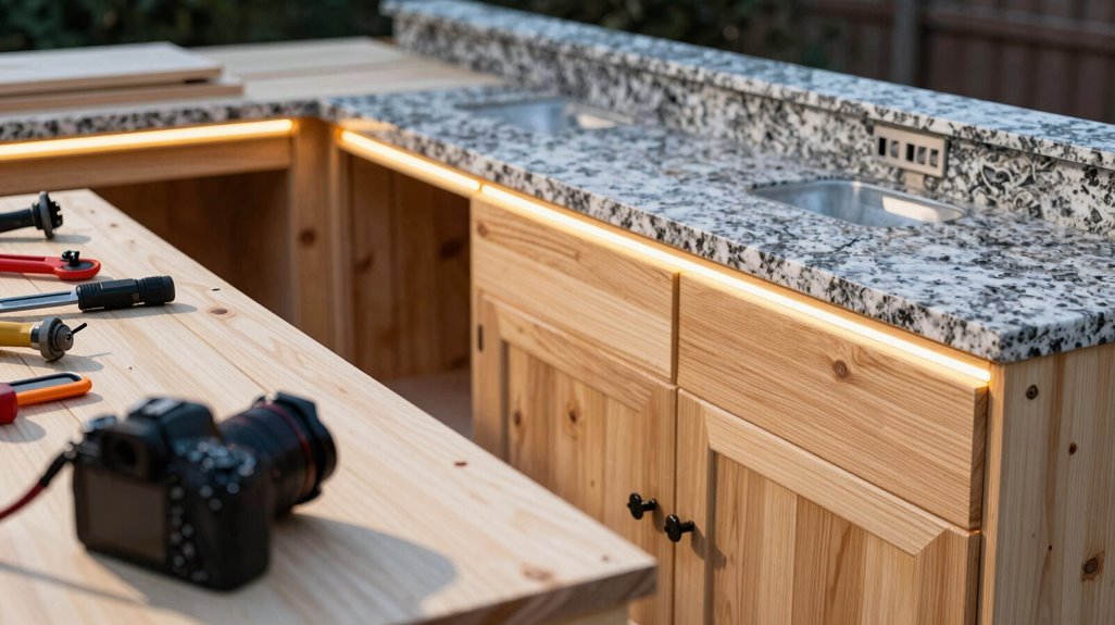 Do It Yourself Outdoor Kitchen Cabinets A Step by Step Build Guide 14 weatherproof lighting drainage planning