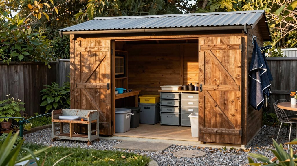 year round shed organized storage